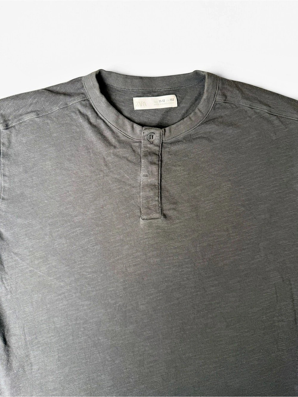 ZARA Boys Gray Henley T-Shirt Size 11-12